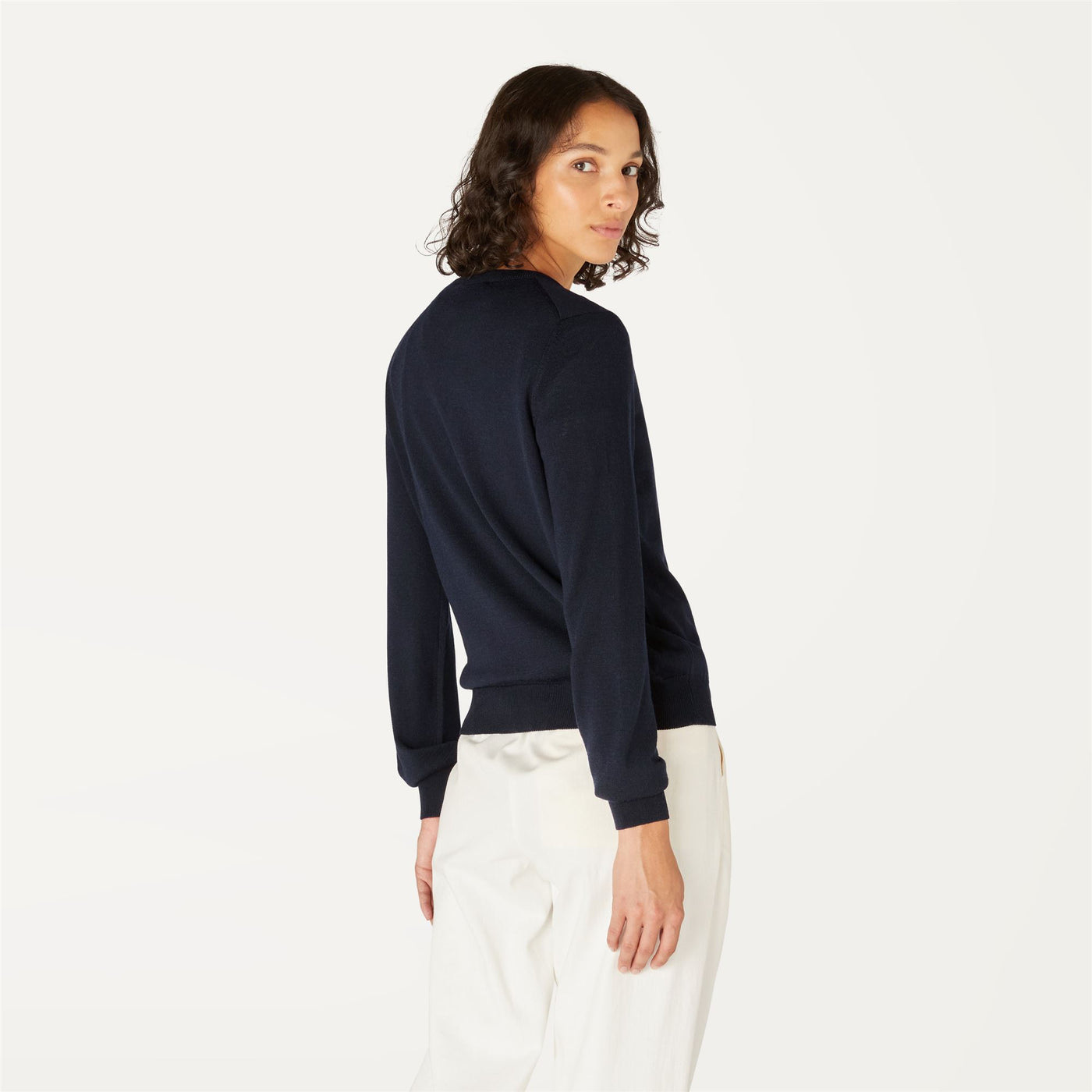 Knitwear Woman ILANA MERINO Pull  Over BLUE DEPTH Dressed Front Double		