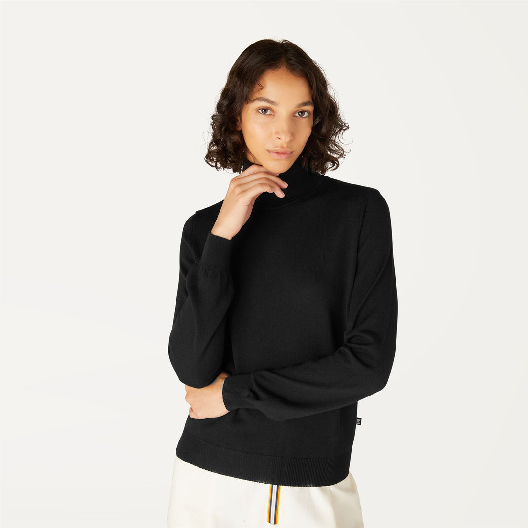 Knitwear Woman SUSIE MERINO Pull  Over BLACK PURE Detail Double				