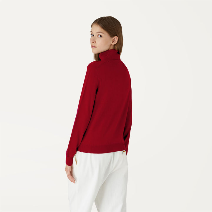 Knitwear Woman SUSIE MERINO Pull  Over RED DK Dressed Front Double		