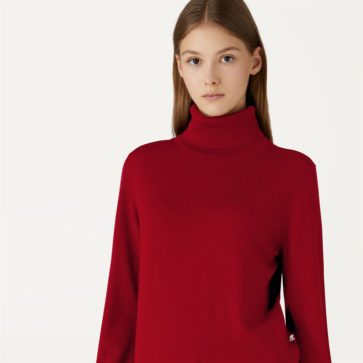 Knitwear Woman SUSIE MERINO Pull  Over RED DK Detail Double				