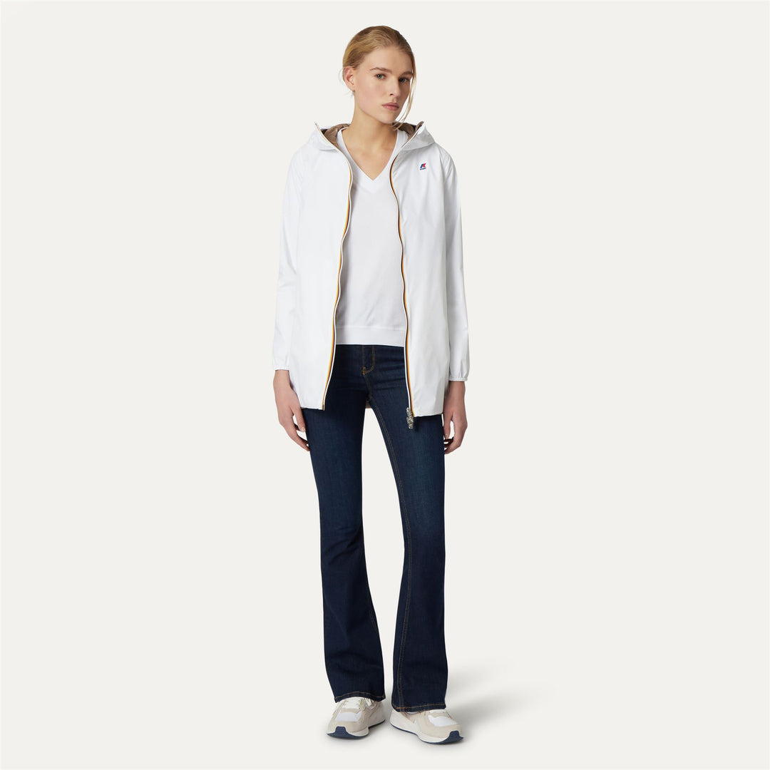 Jackets Woman SOPHIE PLUS.2 REVERSIBLE Mid WHITE - BEIGE TAUPE Dressed Back (jpg Rgb)		