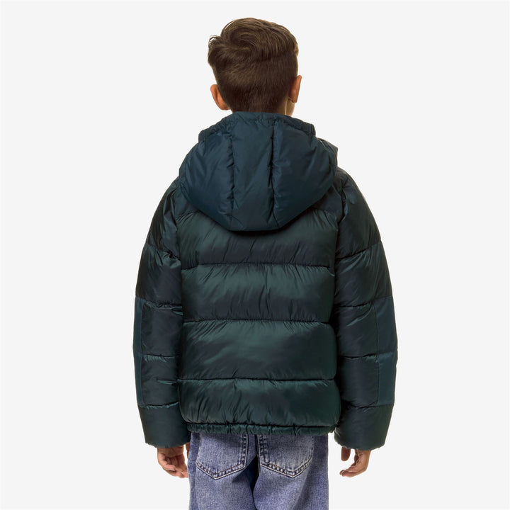 Jackets Kid unisex P. LE VRAI 3.0 CLAUDE HEAVY WARM Mid GREEN PETROL Dressed Front Double		