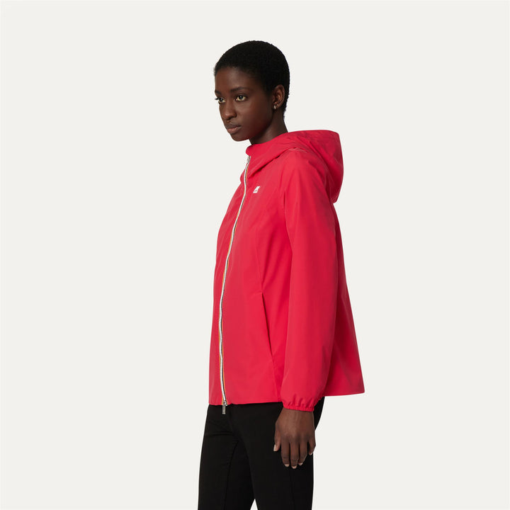 Jackets Woman MARGUERITE STRETCH POLY JERSEY Mid RED BERRY Detail (jpg Rgb)			