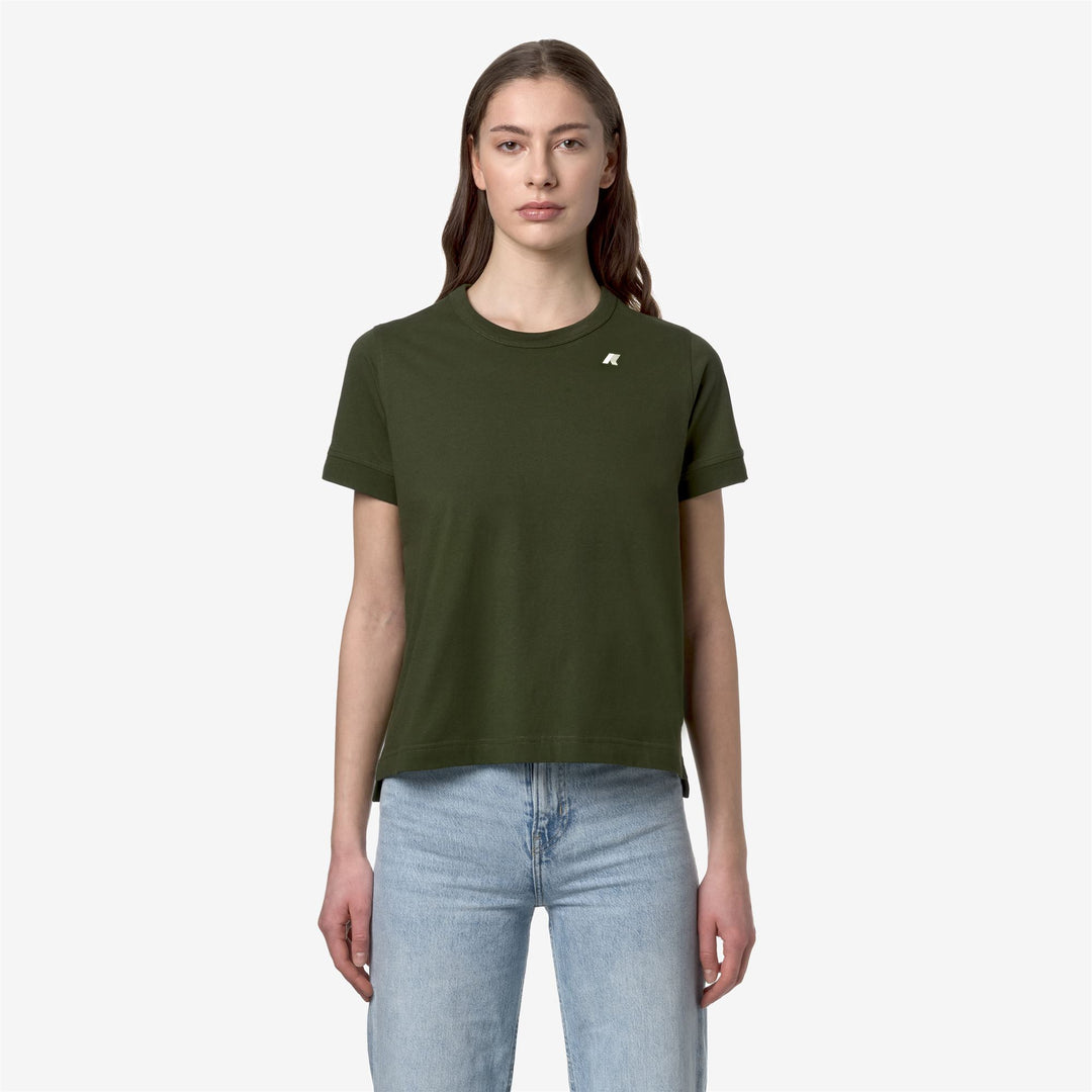 T-ShirtsTop Woman EMEL JERSEY T-Shirt GREEN CYPRESS Dressed Back (jpg Rgb)		