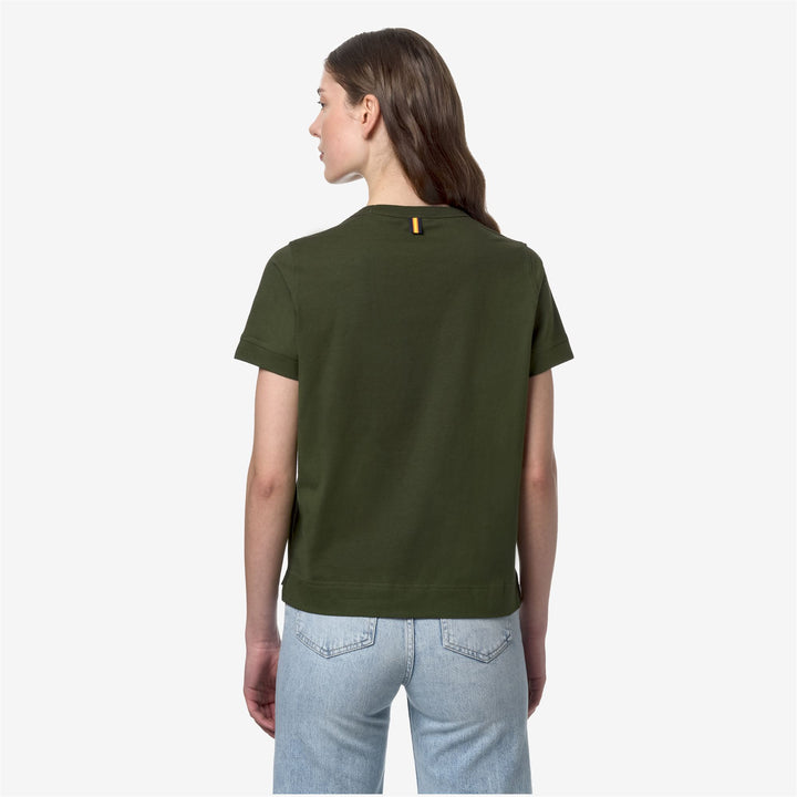 T-ShirtsTop Woman EMEL JERSEY T-Shirt GREEN CYPRESS Dressed Front Double		