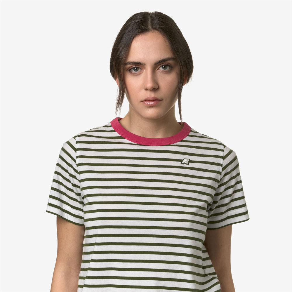 T-ShirtsTop Woman EMELI STRIPES T-Shirt WHITE-GREEN-PINK Detail Double				