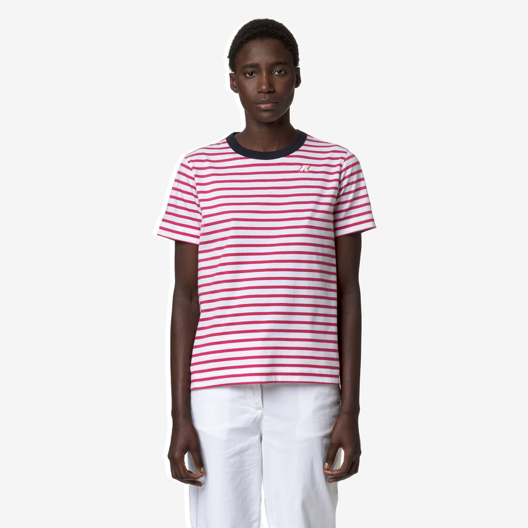 Camiseta de algodón regular gris y rosa para mujer para uso diario main