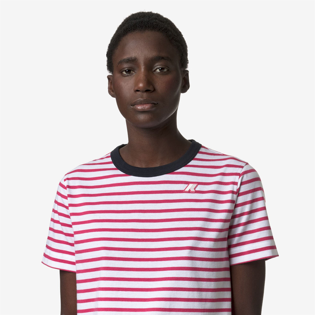 Camiseta de algodón regular gris y rosa para mujer para uso diario main