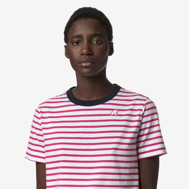 Camiseta de algodón regular gris y rosa para mujer para uso diario 2