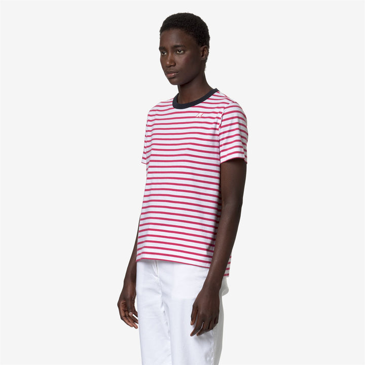 Camiseta de algodón regular gris y rosa para mujer para uso diario 4