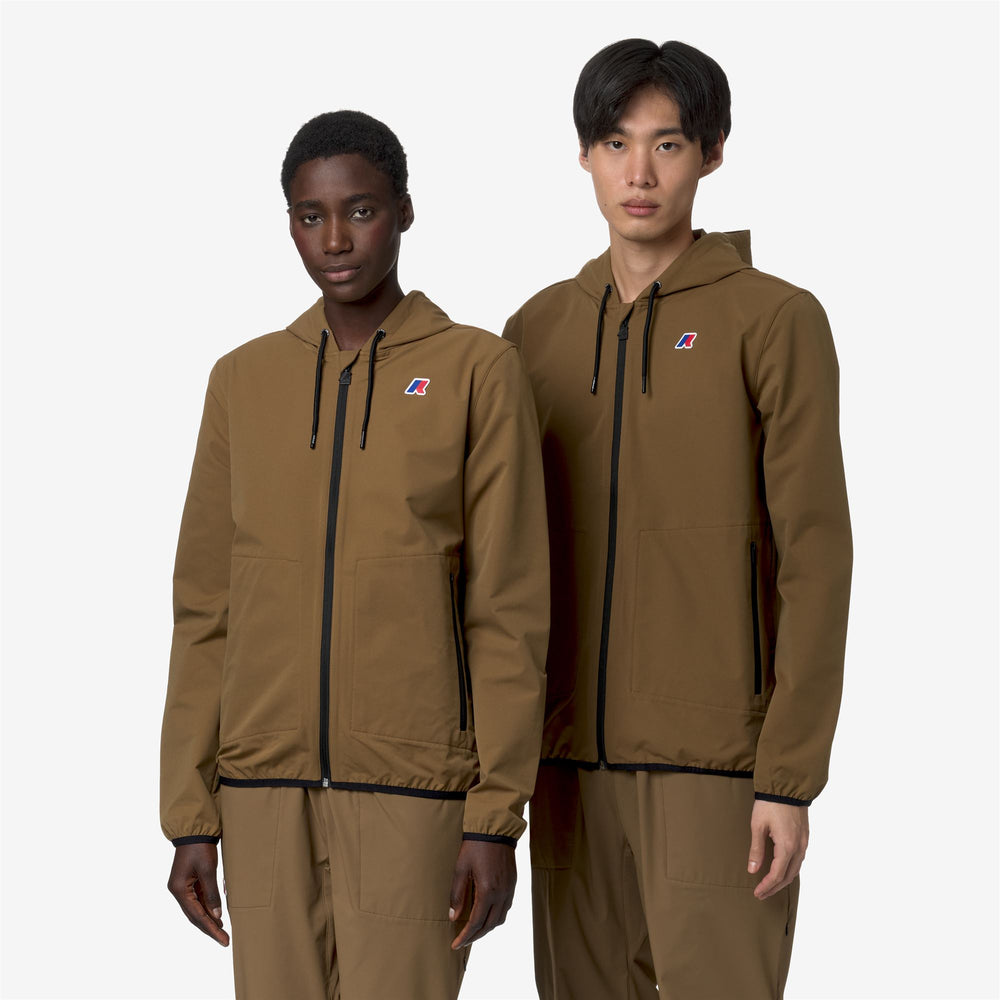 Brown Unisex Travel Fleece Jacket with Packable Design 02