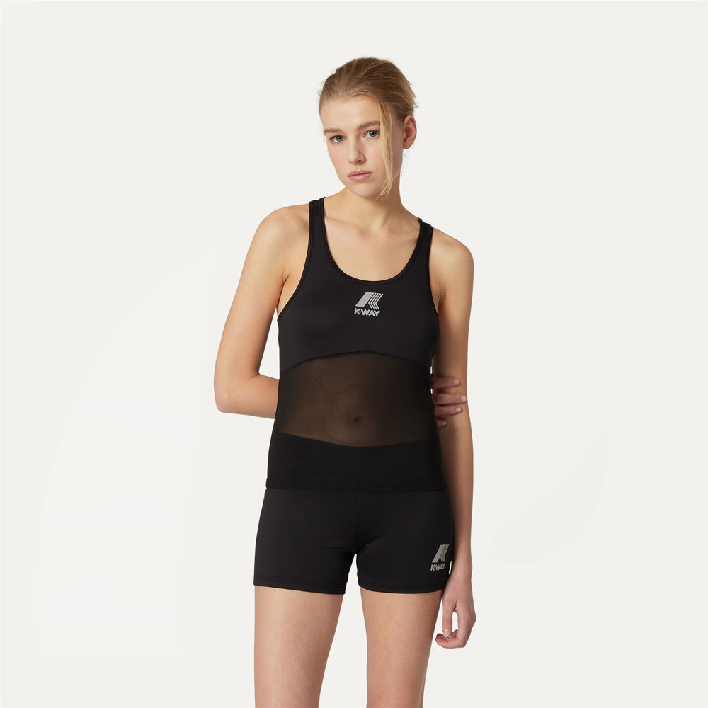 Top da Allenamento Donna Nero Grigio con Logo Riflettente 02
