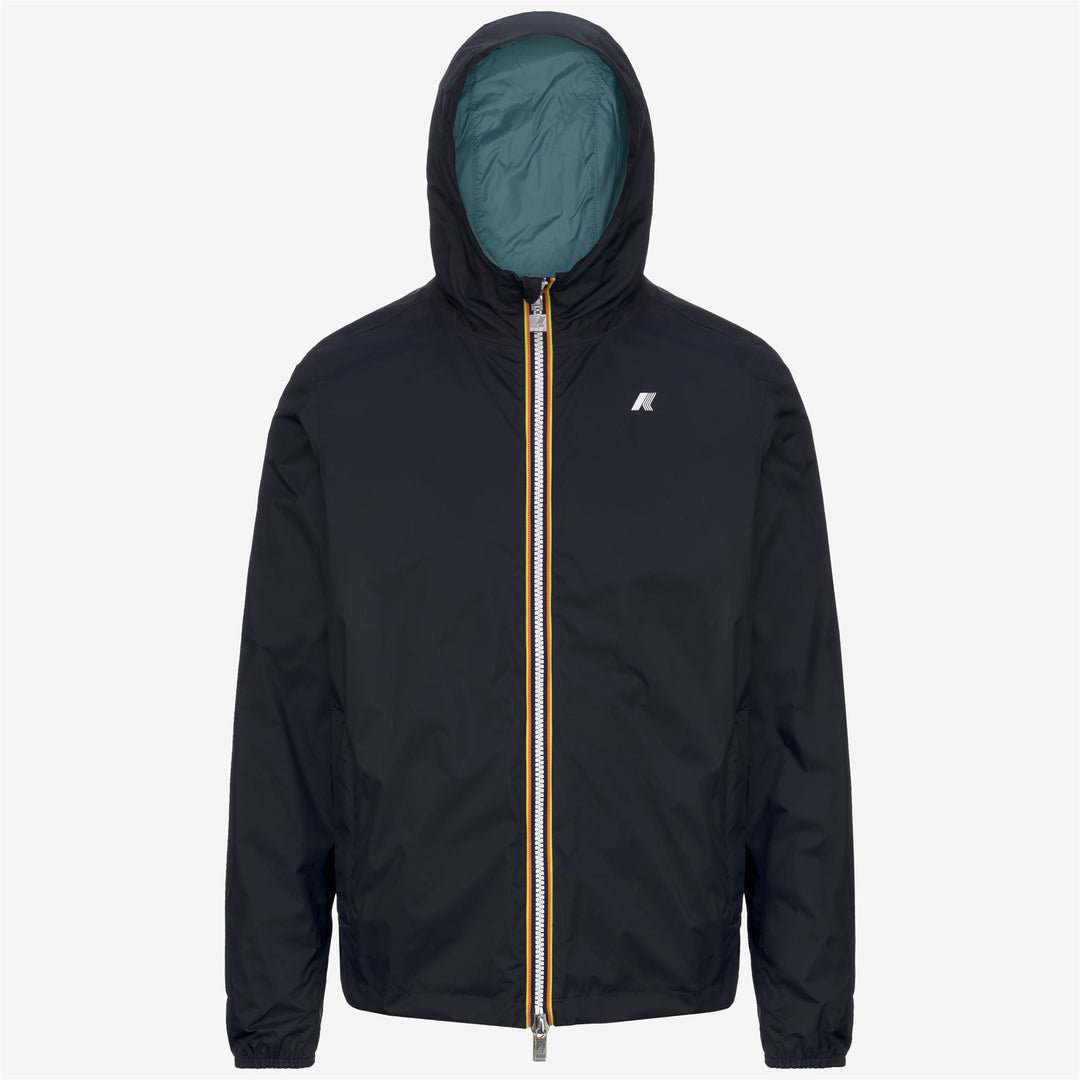 Chaqueta corta impermeable reversible para hombre azul y verde 01