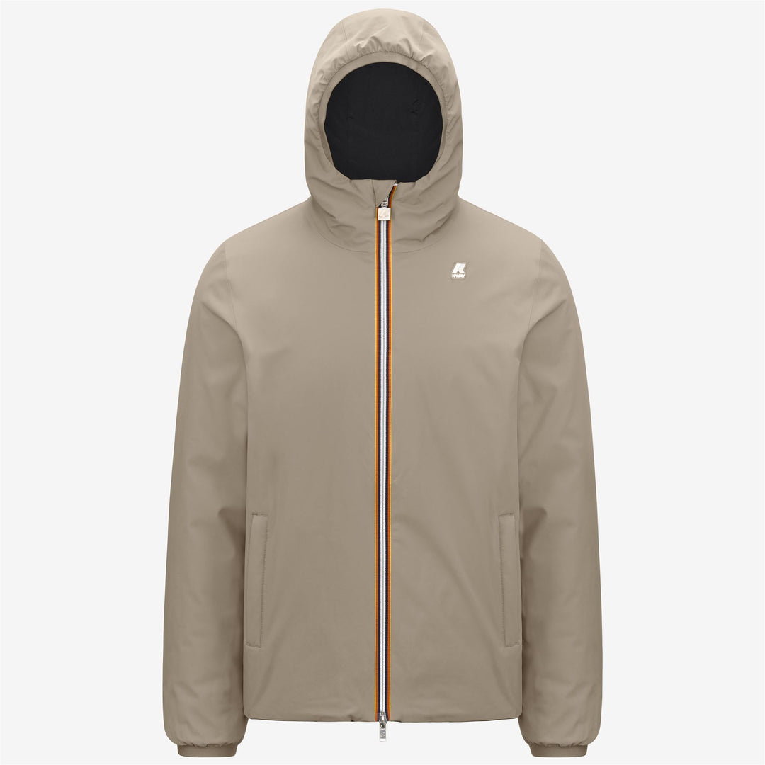 Beige Brown Men's Reversible Warm Jacket with Synthetic Padding 01