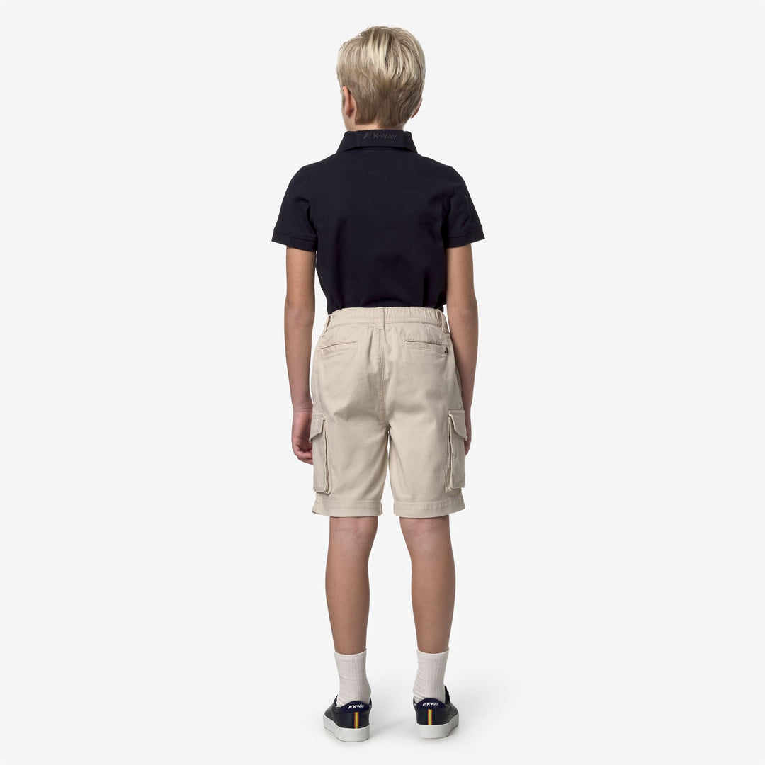 Shorts Boy P. DAVON Cargo BEIGE LT Dressed Front Double		