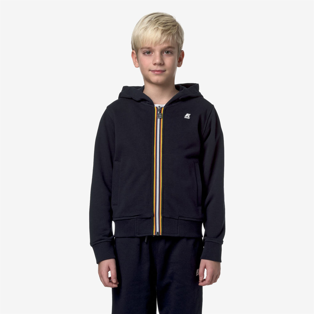 Blue Boy's Fleece Jacket for City Wear with Hood and Pockets 02