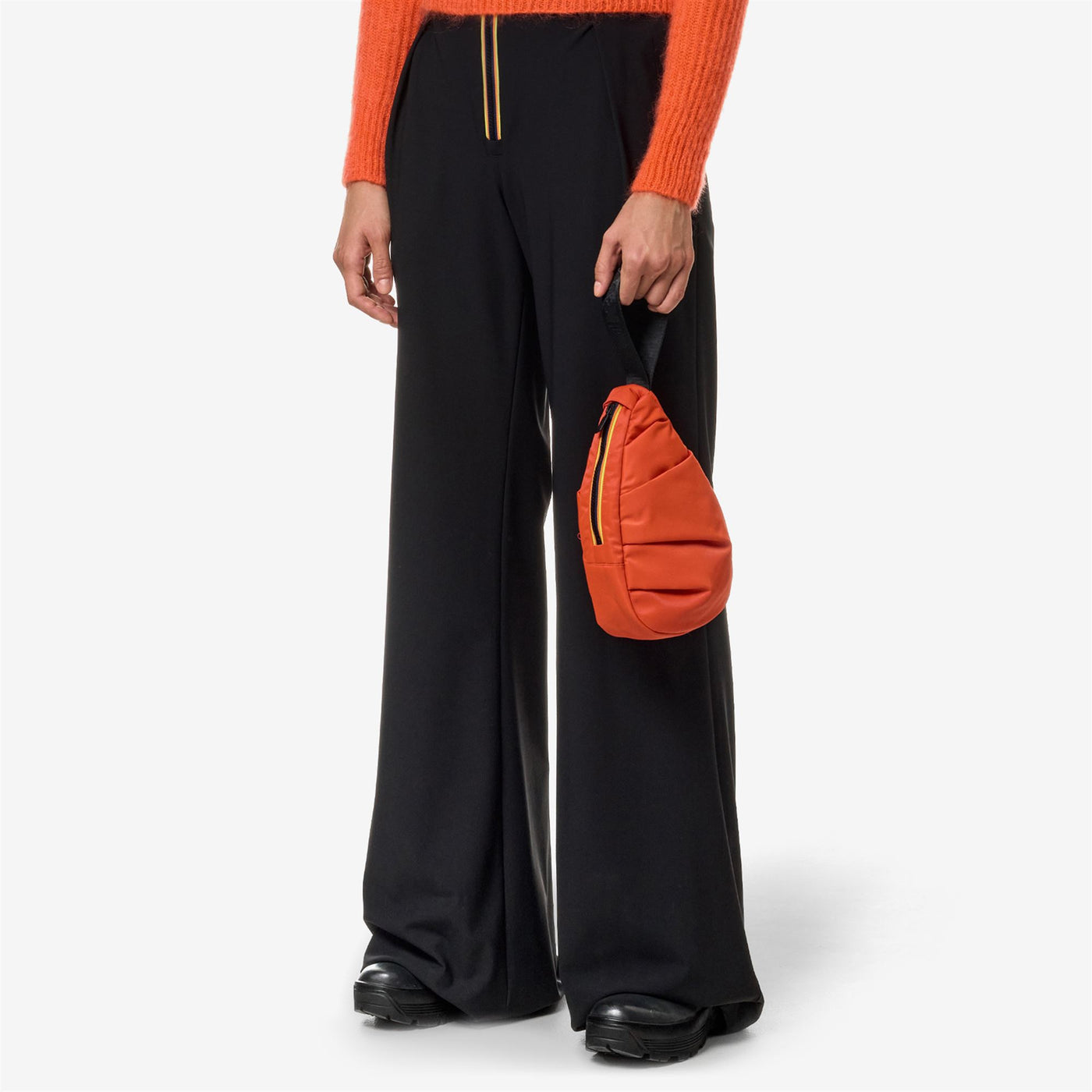 Bags Unisex ROQUE SHINY TWILL Pouch Bag ORANGE PUMPKIN Dressed Back (jpg Rgb)		