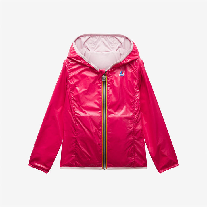 Jackets Girl P. LILY PLUS.2 DOUBLE Short PINK ROSE - RED BERRY Dressed Side (jpg Rgb)		