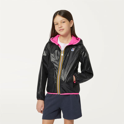 Jackets Girl P. LILY PLUS DOUBLE FLUO Short PINK FLUO-BLACK Detail Double				