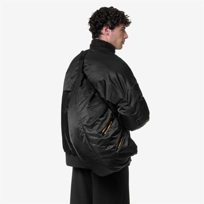 Bags Unisex VERAN SHINY TWILL Shoulder Bag BLACK PURE - BLACK PIRATE Dressed Back (jpg Rgb)		