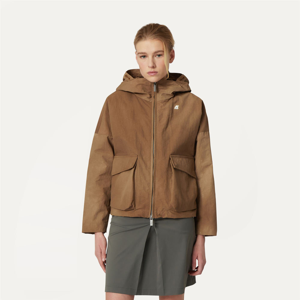 Khaki beige Women's Tie Dye Short City Jacket 02