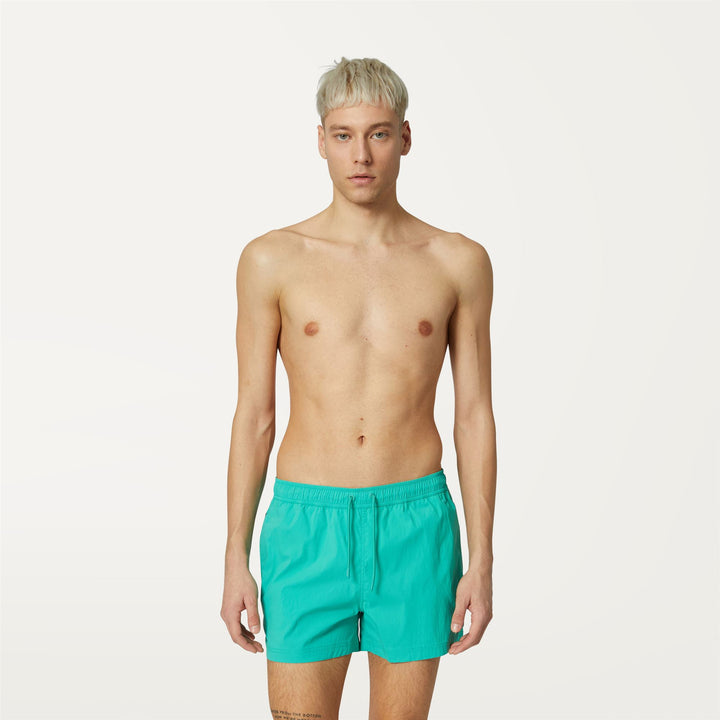 Bathing Suits Man BREEZEL Swimming Trunk GREEN MARINE Dressed Back (jpg Rgb)		