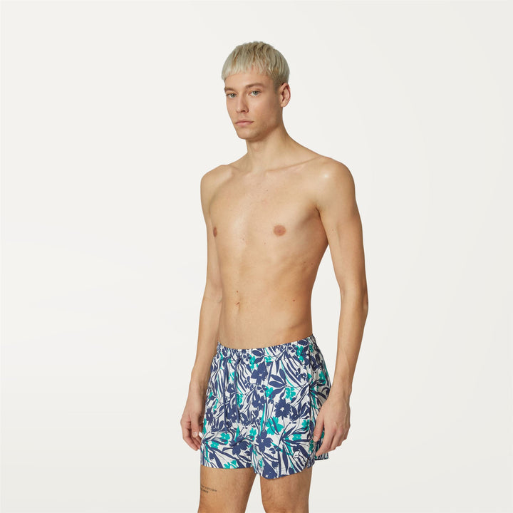 Bathing Suits Man AIRY GRAPHIC Swimming Trunk FLOWERS WHITE INDIGO Detail (jpg Rgb)			