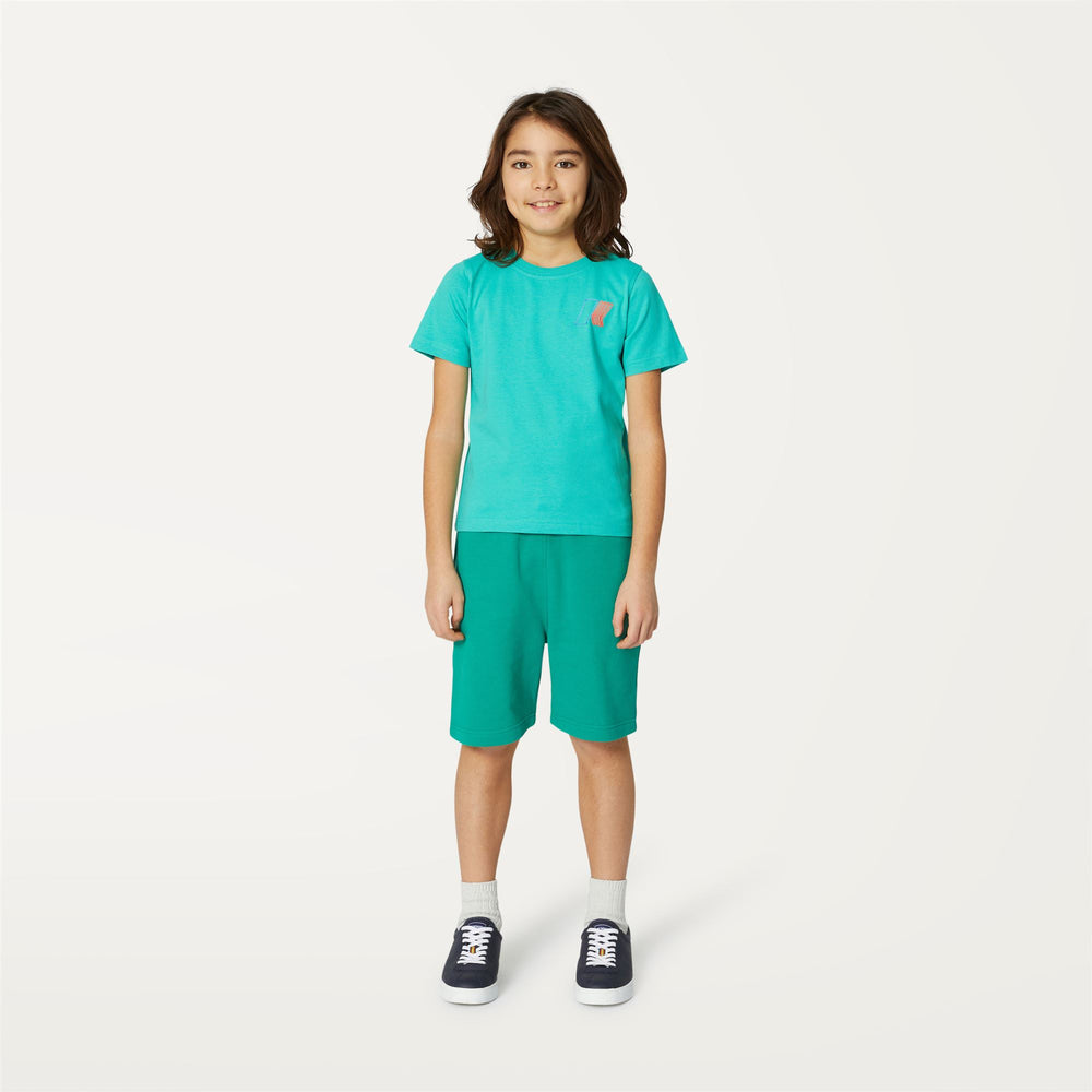 Green Boy's Sporty Jogging Shorts for City Activities 02