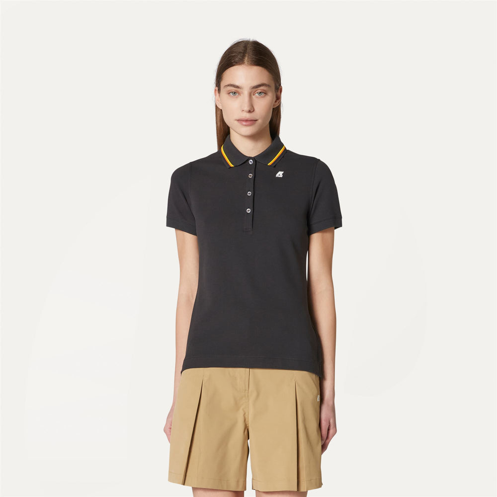 Black Grey Women's Stretch Polo Shirt for City Wear 02