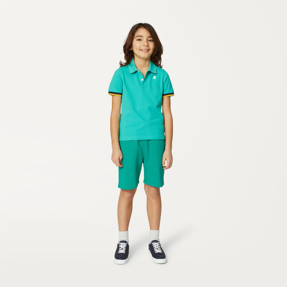 Marine Green Boy's Stretch Cotton Polo Shirt for City Wear 02