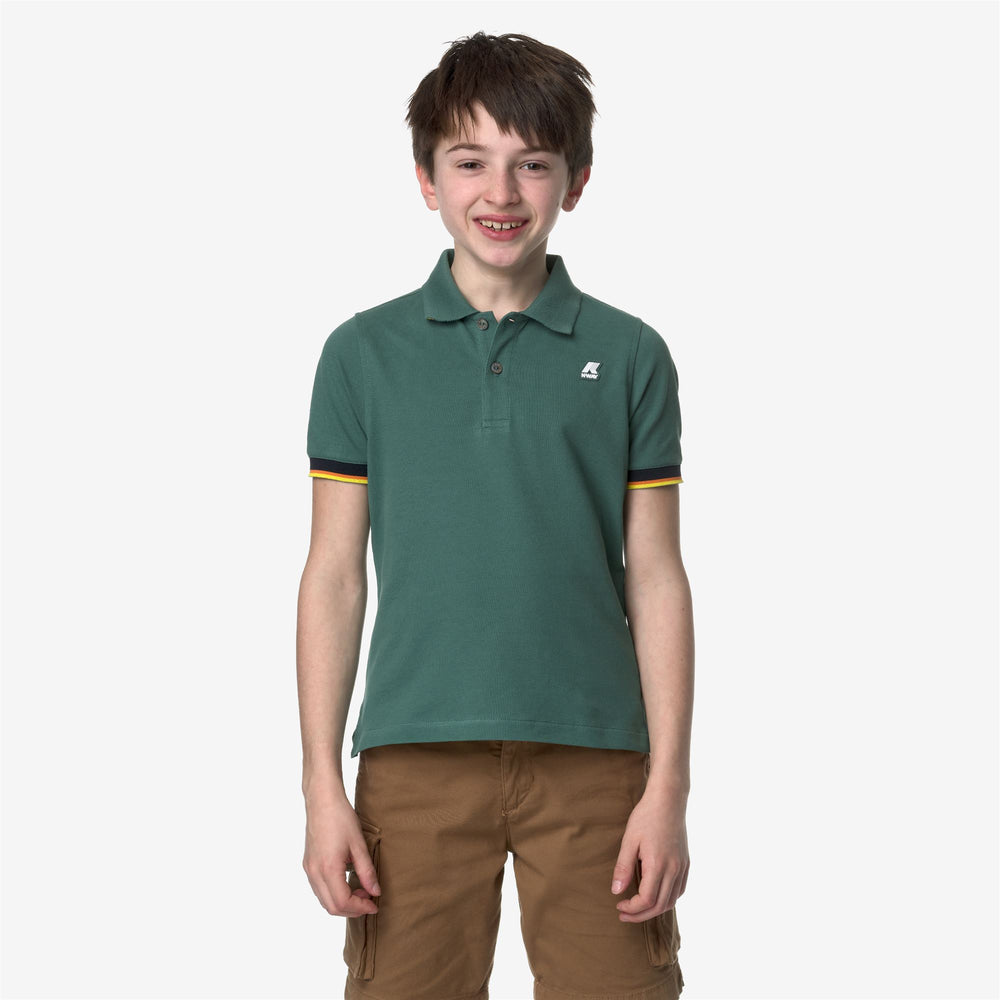 Palm Green Boy's Stretch Cotton Polo Shirt for City Wear 02