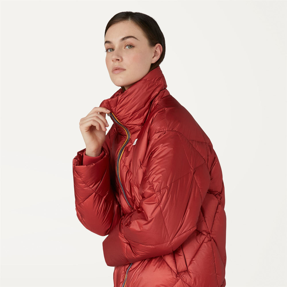 Jackets Woman IMELDA HEAVY QUILTED METAL Short RED VERMILION Detail Double				