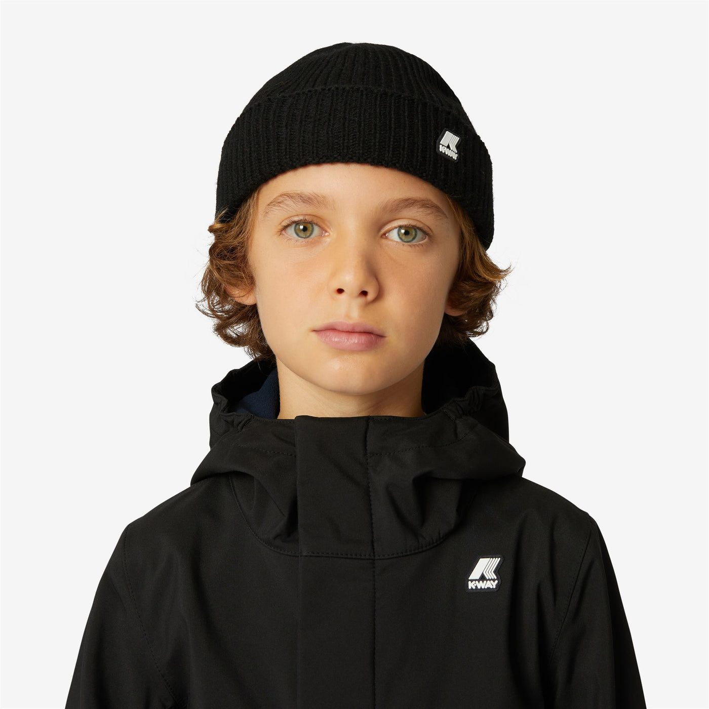 Headwear Kid unisex P. BRICE CARDIGAN STITCH Hat BLACK PURE Dressed Back (jpg Rgb)		