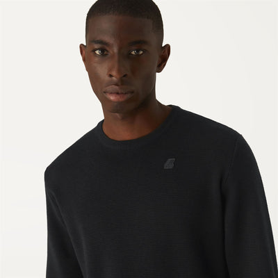 Knitwear Man SEBASTIEN EASY CARE Pull  Over BLACK PURE Detail Double				