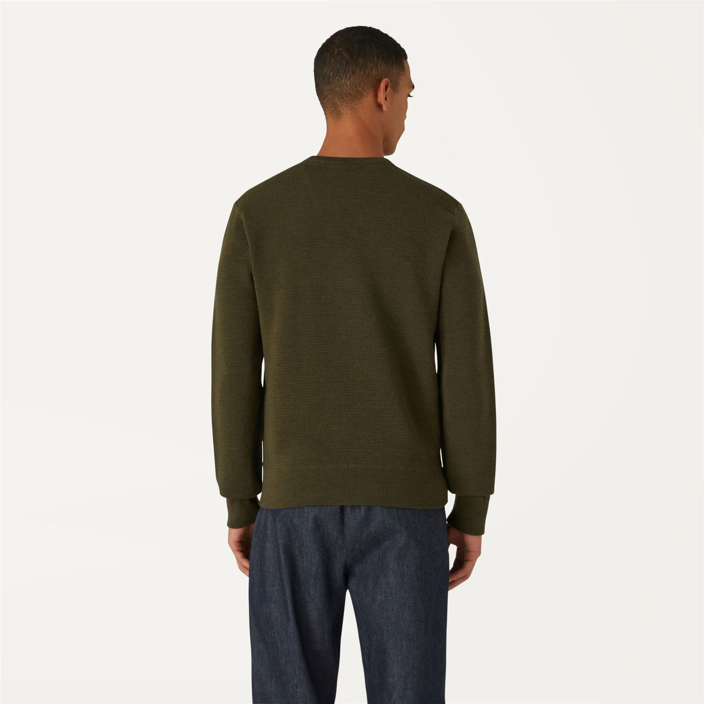 Knitwear Man SEBASTIEN EASY CARE Pull  Over GREEN BLACKISH Dressed Front Double		