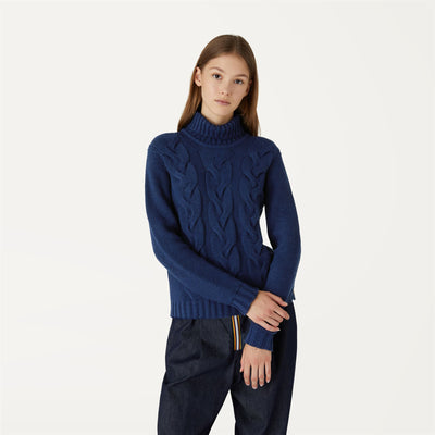 Knitwear Woman CLAIRIE BRAID Pull  Over BLUE MEDIEVAL Detail Double				