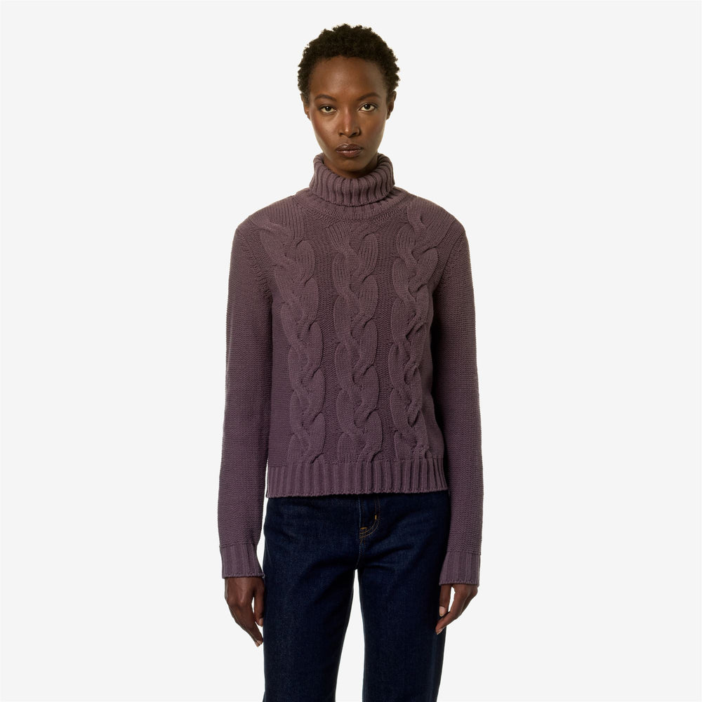 Dusty Violet Women's Chunky Knit Pullover for Warmth 02