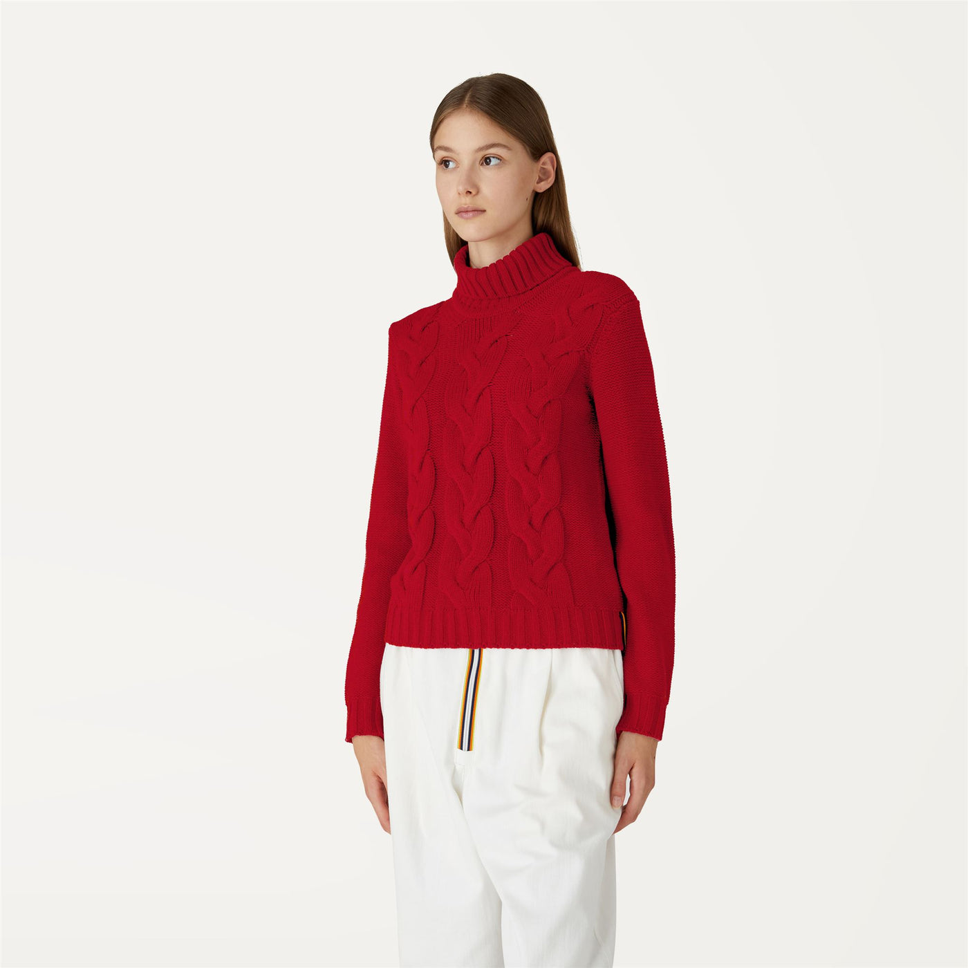 Knitwear Woman CLAIRIE BRAID Pull  Over RED DK Detail Double				