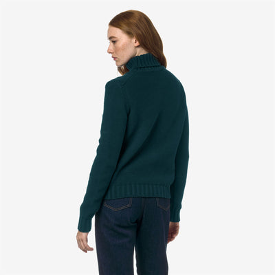 Knitwear Woman CLAIRIE BRAID Pull  Over GREEN PETROL Dressed Front Double		