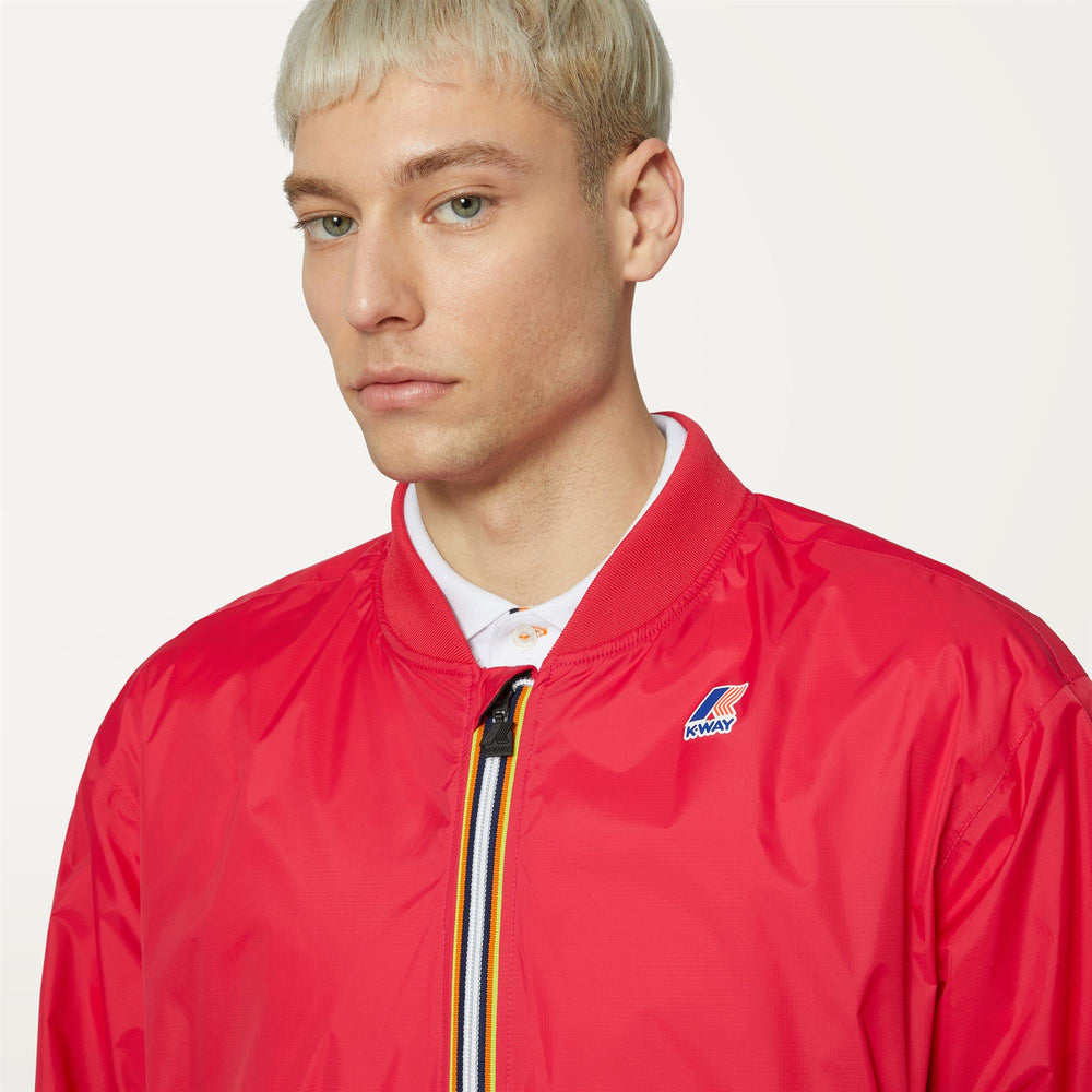 Red unisex Packable Waterproof Bomber Jacket for Variable Weather 02