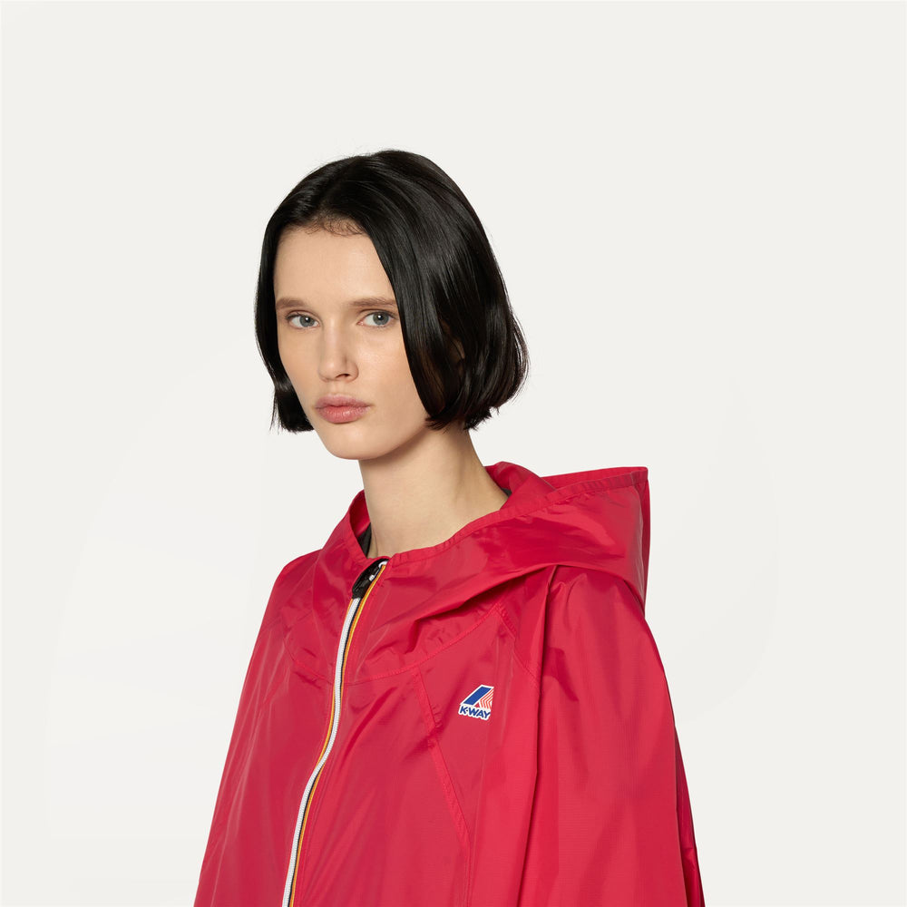 Berry Red Unisex Waterproof Packable Poncho Jacket 02