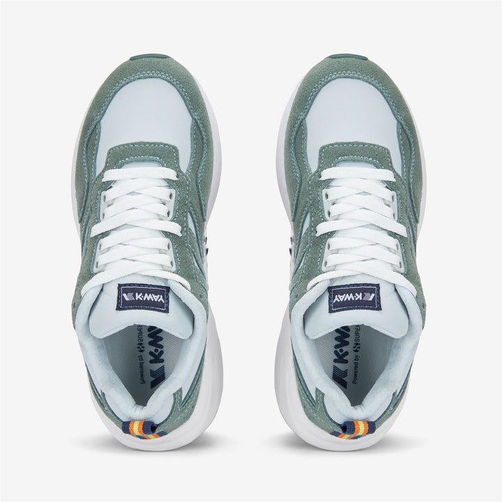 Sport Shoes Unisex TRAINING 3.0 LACES Low Cut GREY LT - GREEN LAUREL - WHITE Dressed Back (jpg Rgb)		