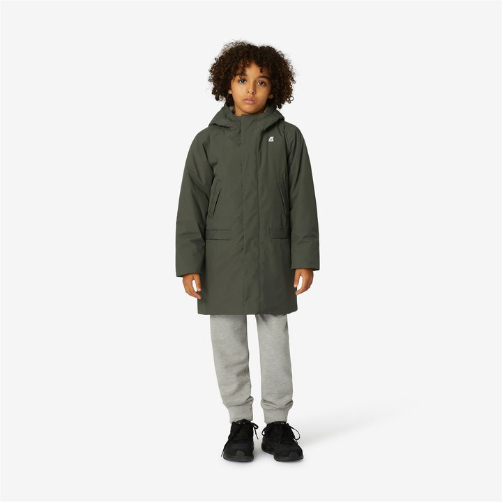 Grey Green Boys' Waterproof 3/4 Length Jacket with Padding 3