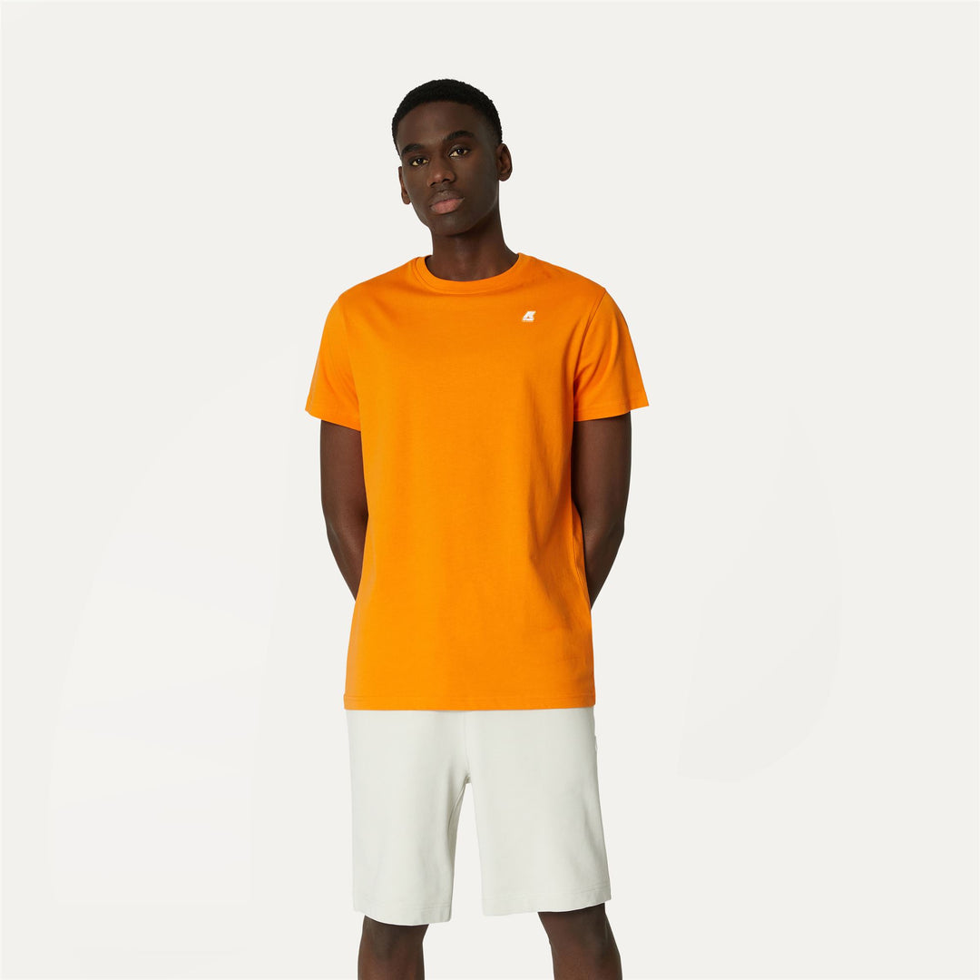T-ShirtsTop Man ELLIOT BACK THICK 3D PRINT LOGO T-Shirt ORANGE RUST Dressed Back (jpg Rgb)		