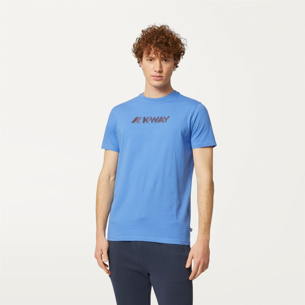 Camiseta de algodón para hombre en azul ultramar con logo 02