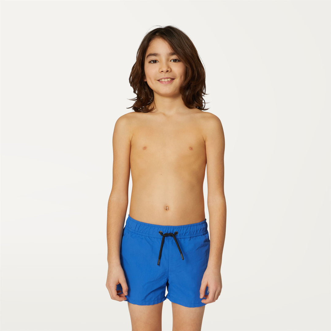Bathing Suits Boy P. LE VRAI OLIVIER Swimming Trunk BLUE ROYAL MARINE Dressed Back (jpg Rgb)		