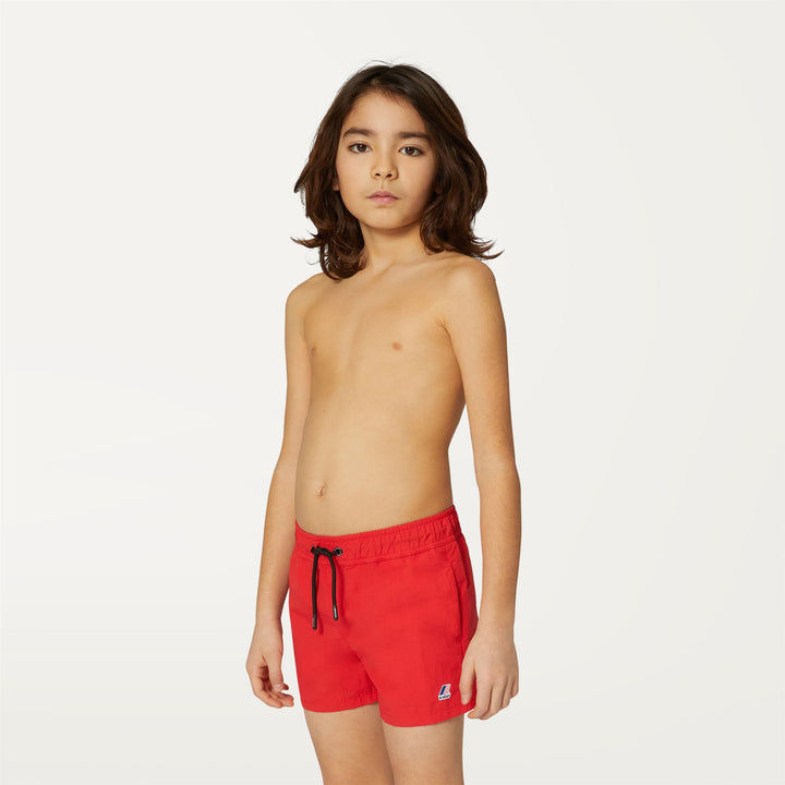 Bathing Suits Boy P. LE VRAI OLIVIER Swimming Trunk RED Detail (jpg Rgb)			
