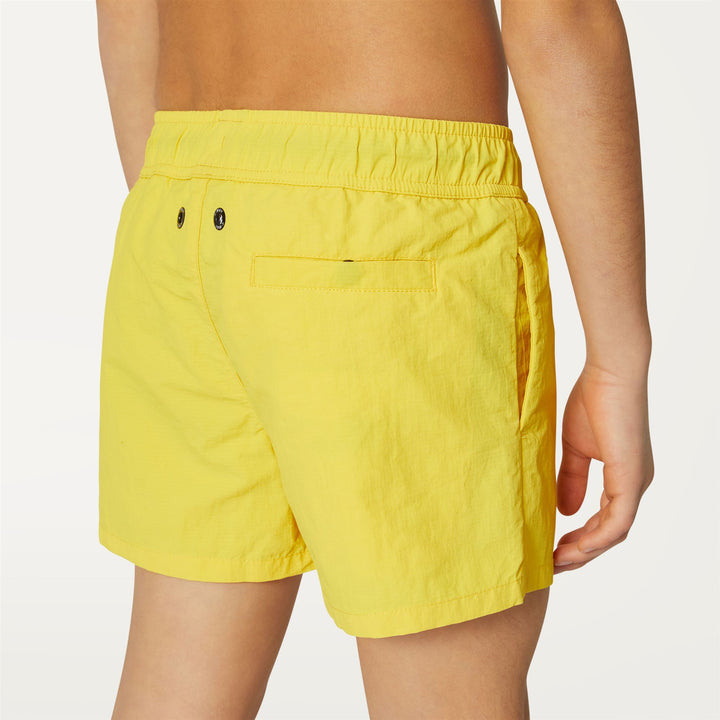 Bathing Suits Boy P. LE VRAI OLIVIER Swimming Trunk YELLOW DK Detail Double				