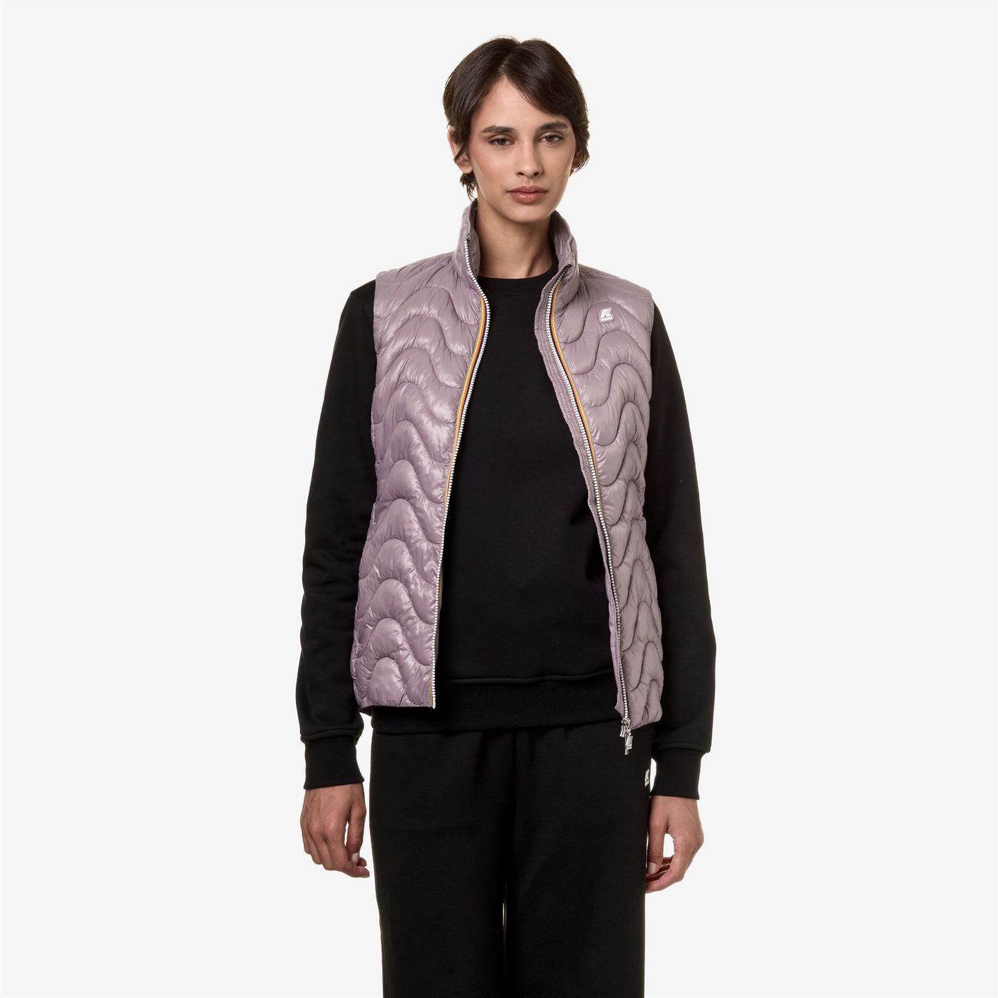Jackets Woman VIOLE QUILTED WARM Short VIOLET DUSTY Dressed Back (jpg Rgb)		