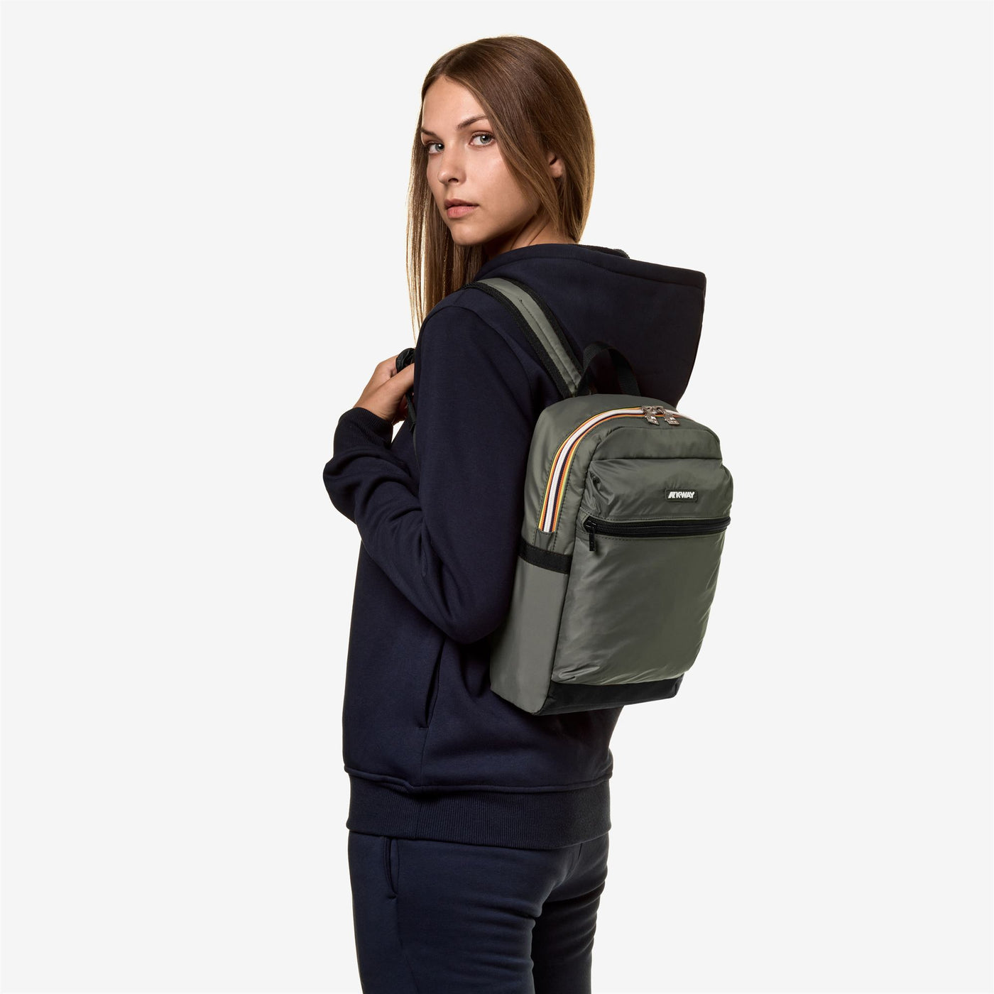 Bags Unisex SMALL LAON Backpack GREEN BLACKISH Detail (jpg Rgb)			